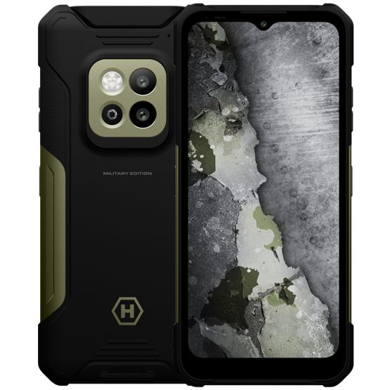 Mobiltelefon MyPhone Hammer Construction 2 5G Military Edition 128GB DualSIM Black/Green