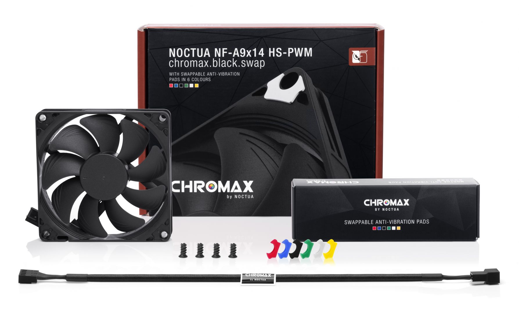 Ventilátorok, Hűtők, Előlapi panelek Noctua NF-A9x14 HS-PWM chromax.black.swap