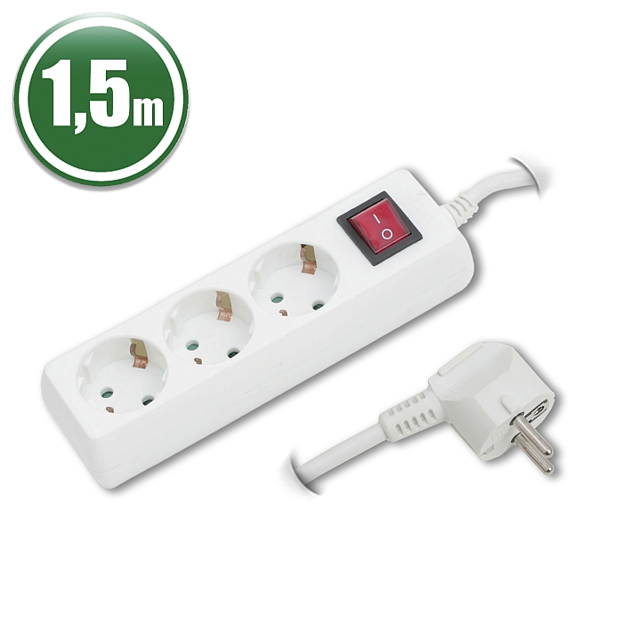 Elosztó Delight Hálózati Elosztó Kapcsolóval 3DIN 1,5m White