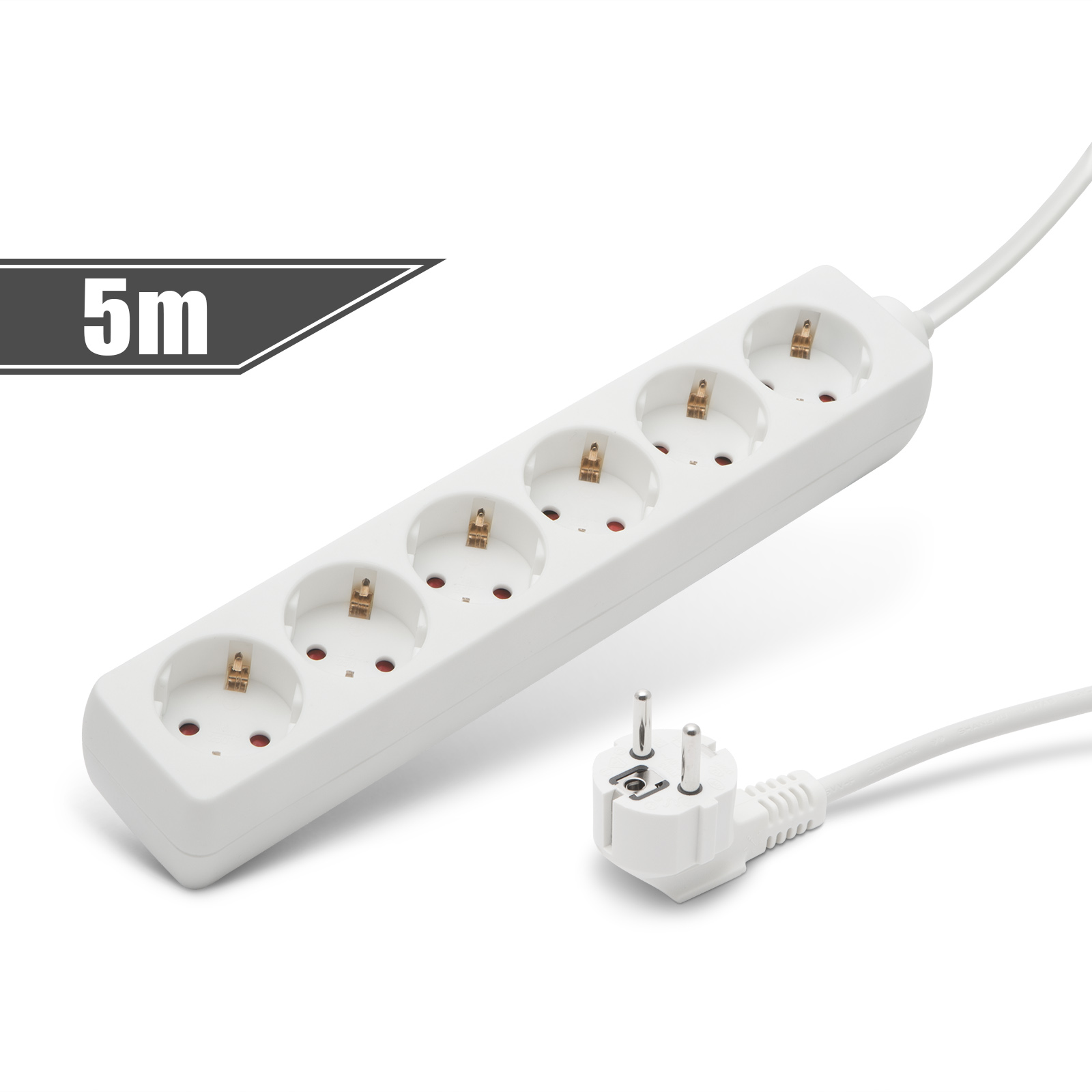 Elosztó Delight Hálózati Elosztó Kapcsolóval 6DIN 5m White