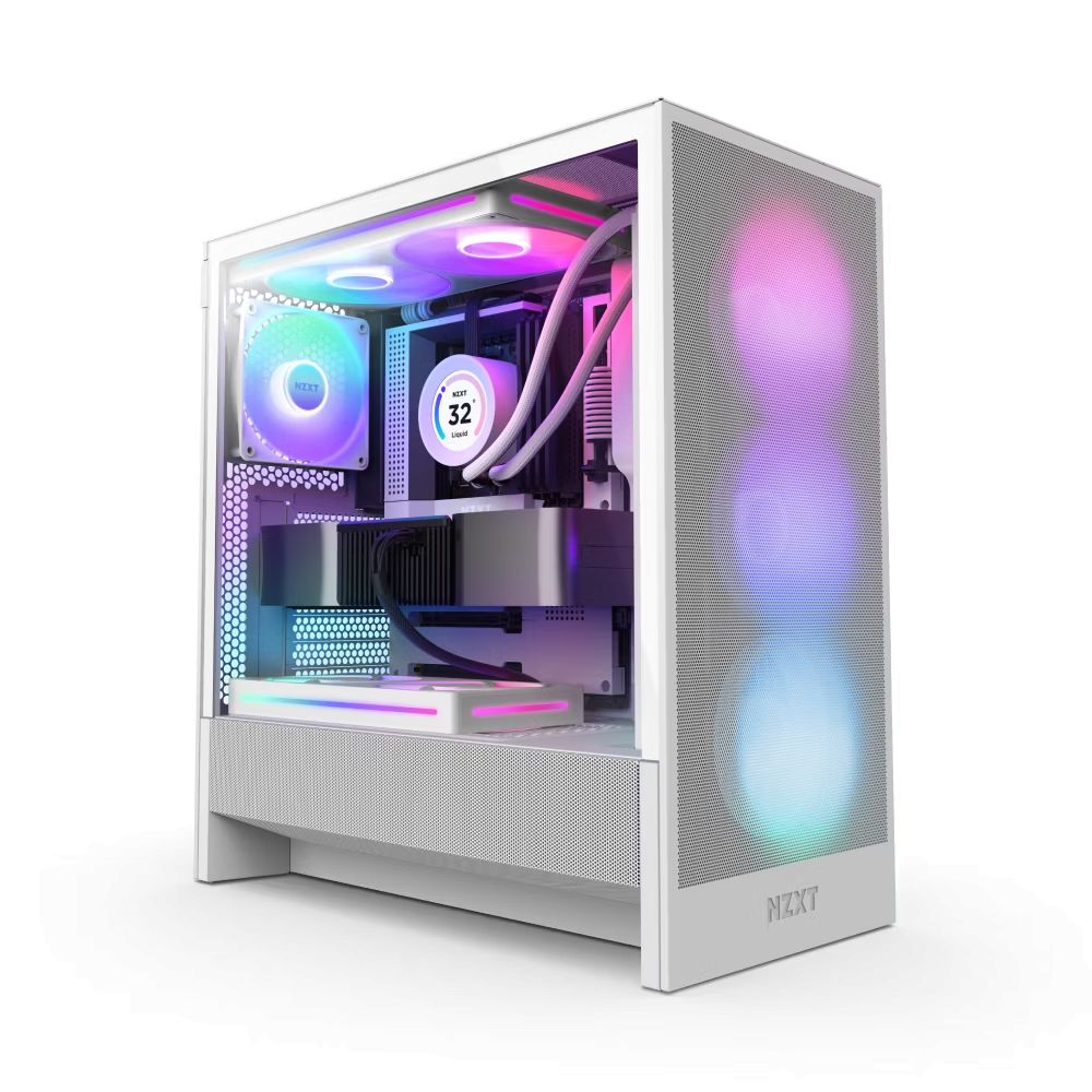 Ház NZXT H5 Flow RGB (2024) Tempered Glass White
