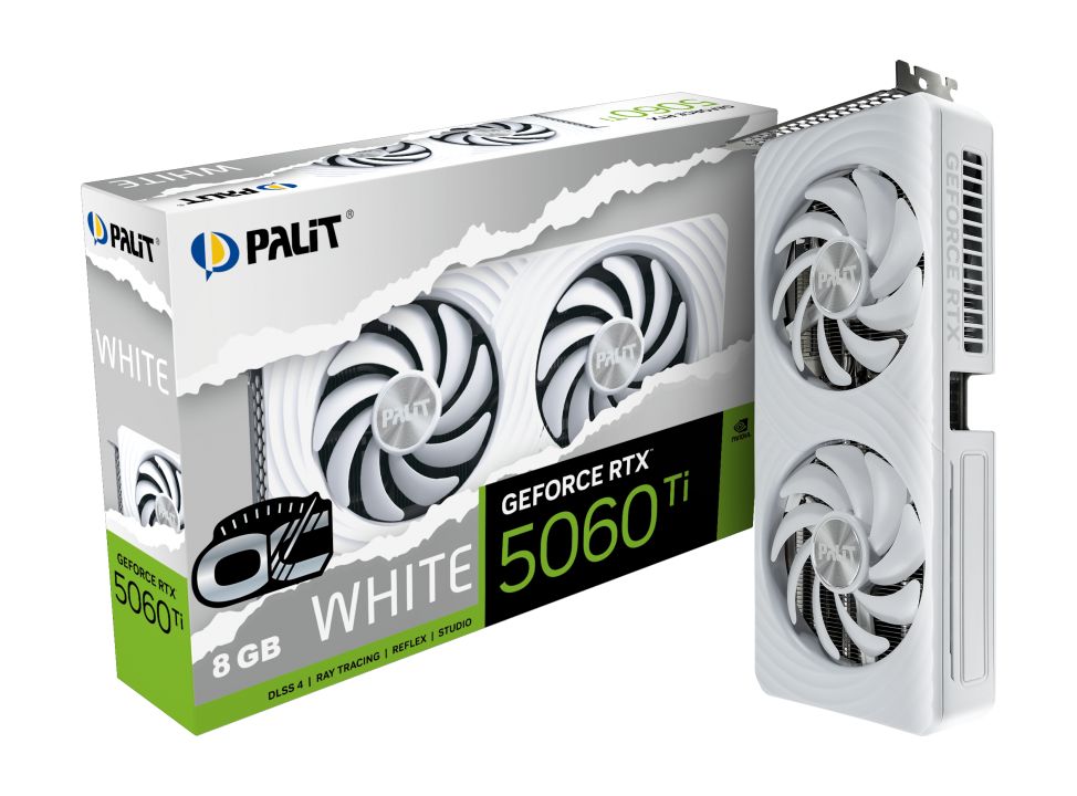 Videókártya Palit GeForce RTX5060 Ti 8GB DDR7 White OC
