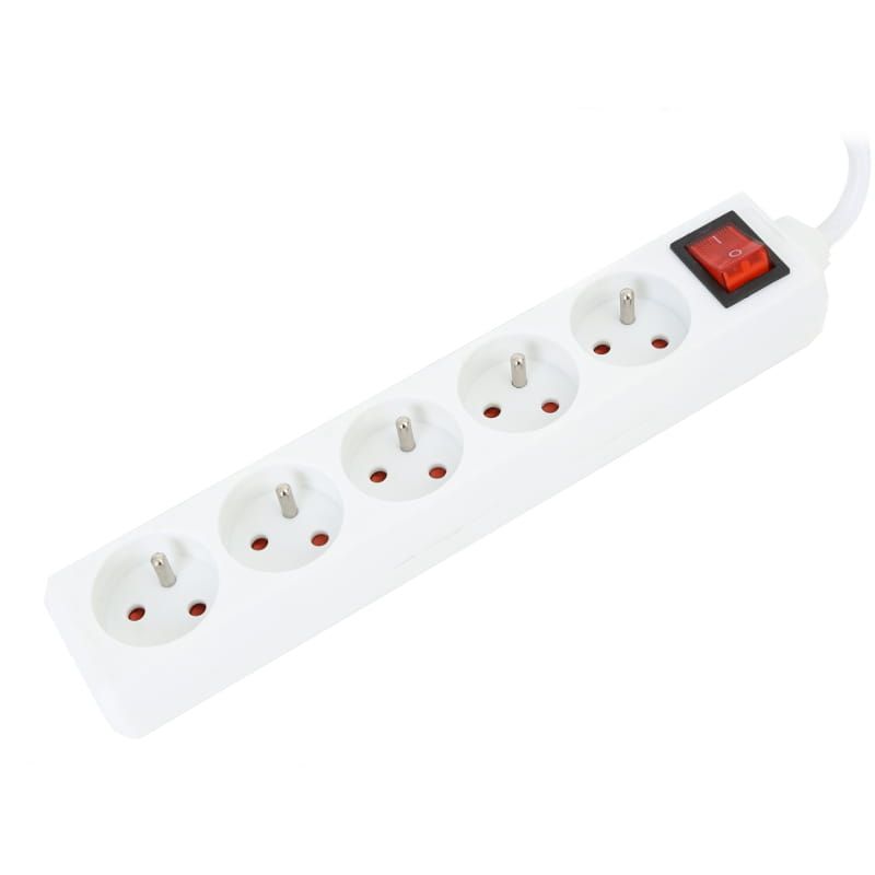 Elosztó Platinet Omega Hálózati Elosztó Kapcsolóval 5DIN 1,5m White