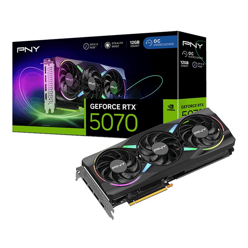 Videókártya PNY GeForce RTX5070 12GB DDR7 EPIC-X RGB OC
