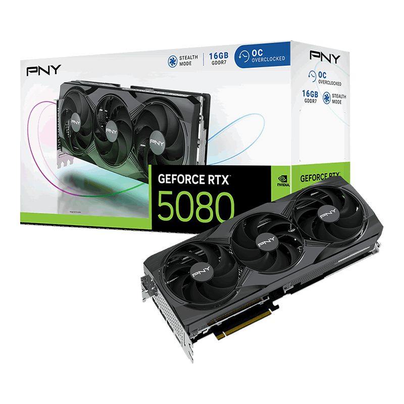 Videókártya PNY GeForce RTX5080 16GB DDR7 Overclocked Triple Fan