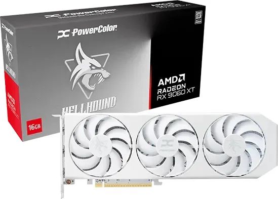 Videókártya PowerColor RX9060 XT 16GB DDR6 Hellhound Spectal White OC