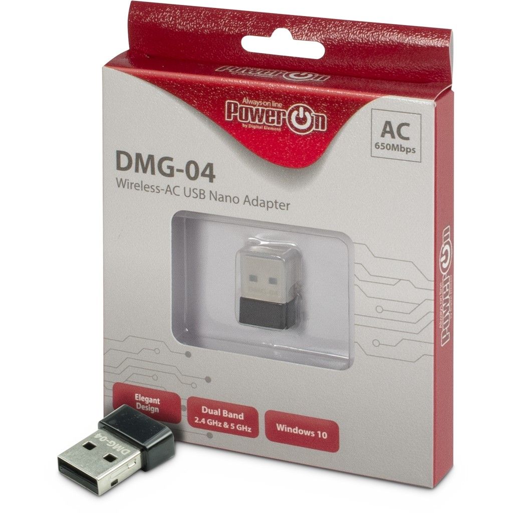 Hálókártya PowerON DMG-04 Wi-Fi 5 USB Nano Adapter