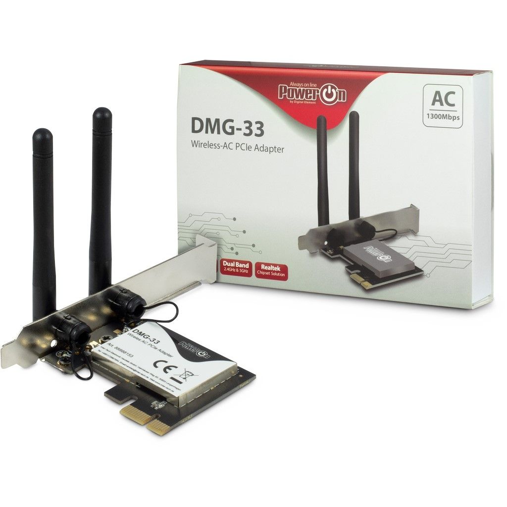 Hálókártya PowerON DMG-33 Wi-Fi 5 PCIe Adapter