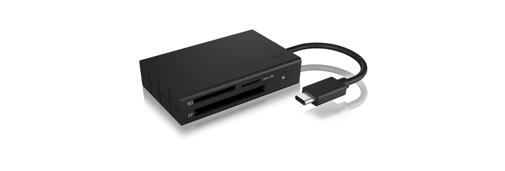 Kártyaolvasó Raidsonic IcyBox IB-CR401-C3 External Multi with Type-C USB3.0 interface Card Reader Black