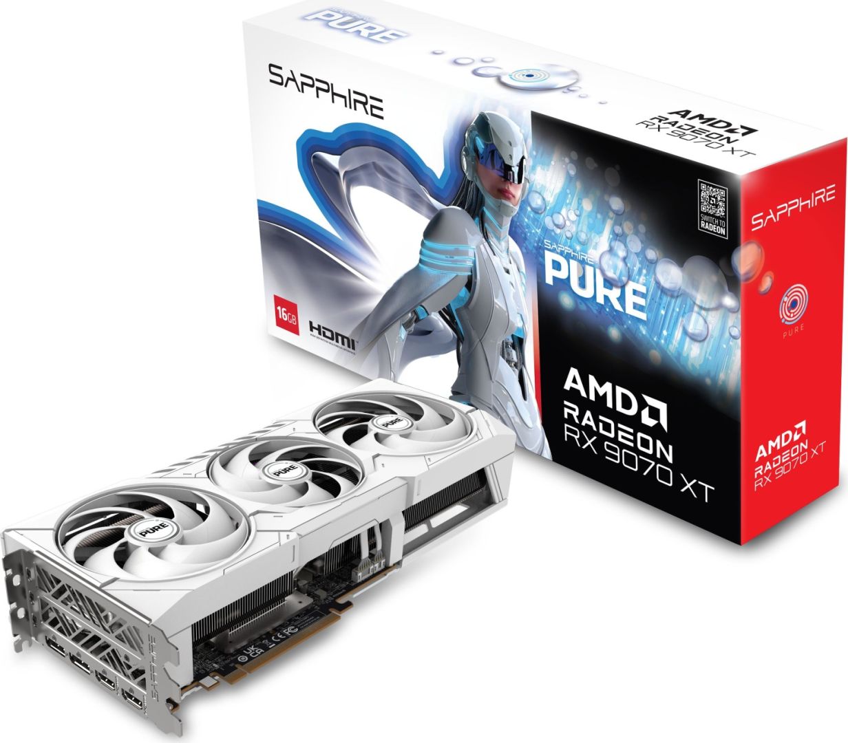 Videókártya Sapphire Radeon RX9070 XT 16GB DDR6 Pure White