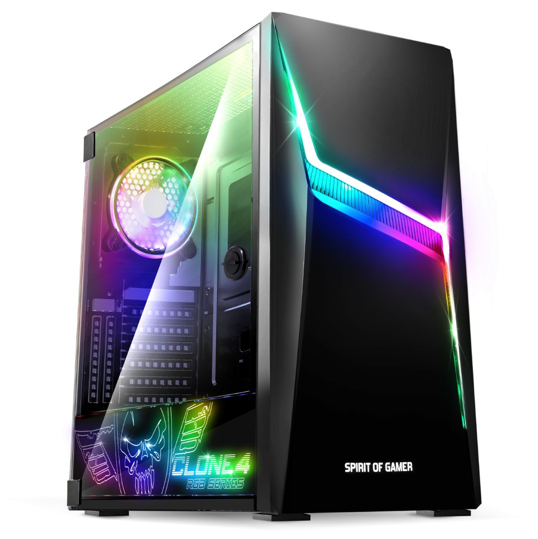 Ház Spirit Of Gamer Clone 4 RGB Tempered Glass Black