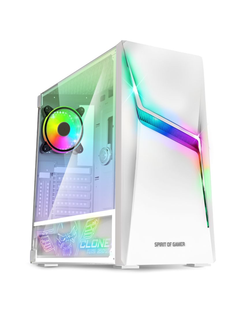 Ház Spirit Of Gamer Clone 4 RGB Tempered Glass White