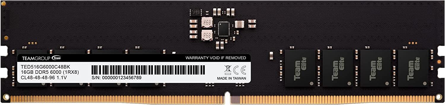 Memória TeamGroup 16GB DDR5 6000MHz Elite Black