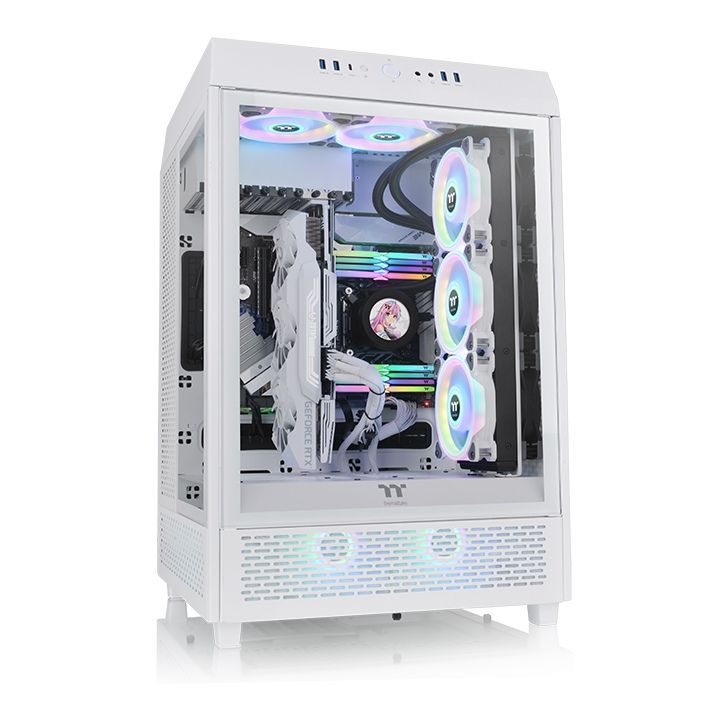 Ház Thermaltake The Tower 500 Snow Mid Tower Chassis Tempered Glass White