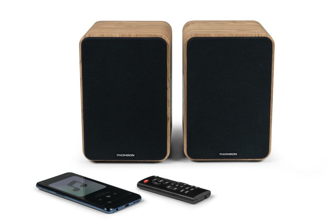 Hangszóró Thomson WS602DUO Bluetooth Bookshelf Speaker Wood