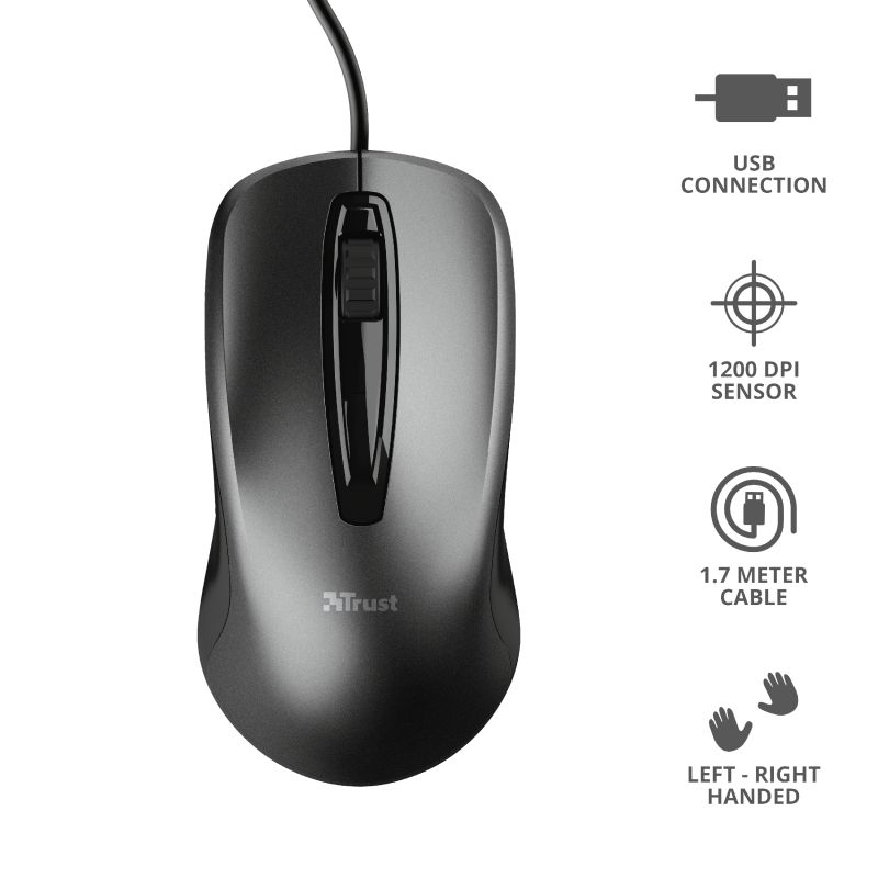 Egér Trust Carve USB mouse Black