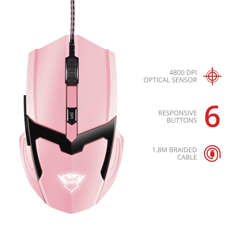 Egér Trust GXT 101P Gav Optical Gaming mouse Pink