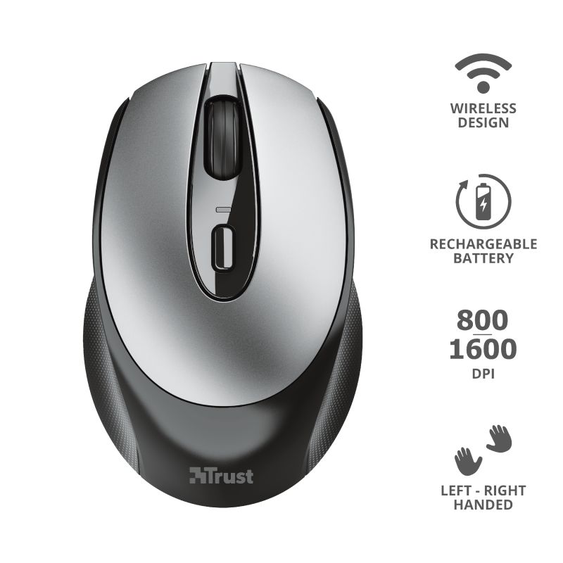 Egér Trust Zaya Rechargeable Wireless mouse Black