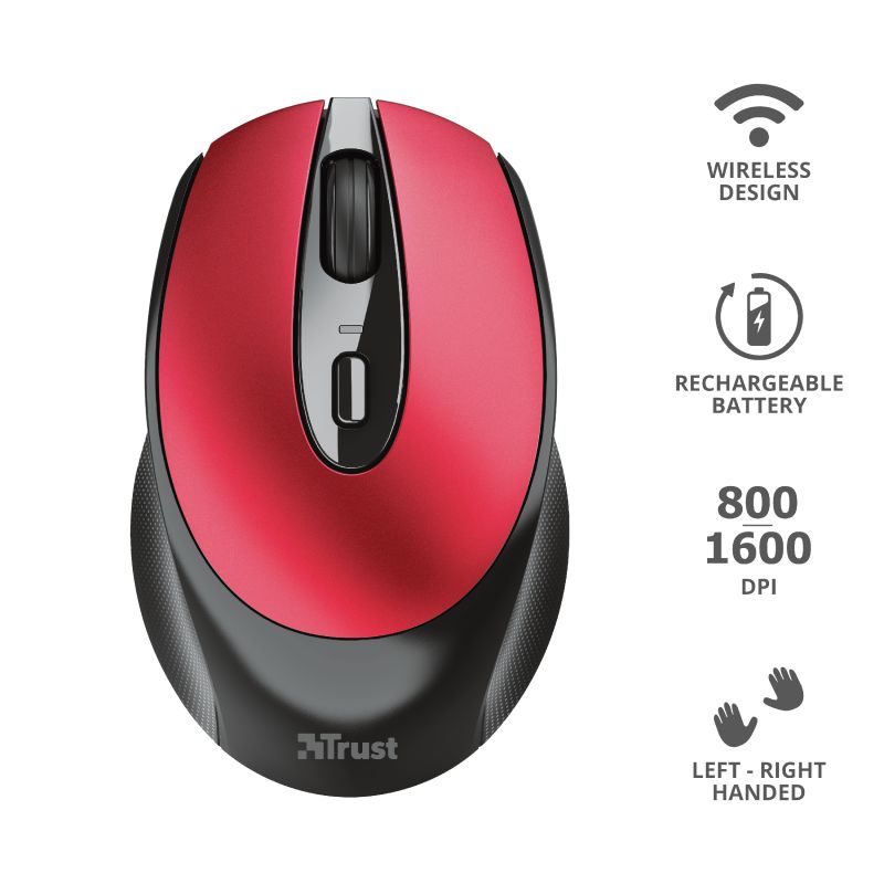 Egér Trust Zaya Rechargeable Wireless mouse Red
