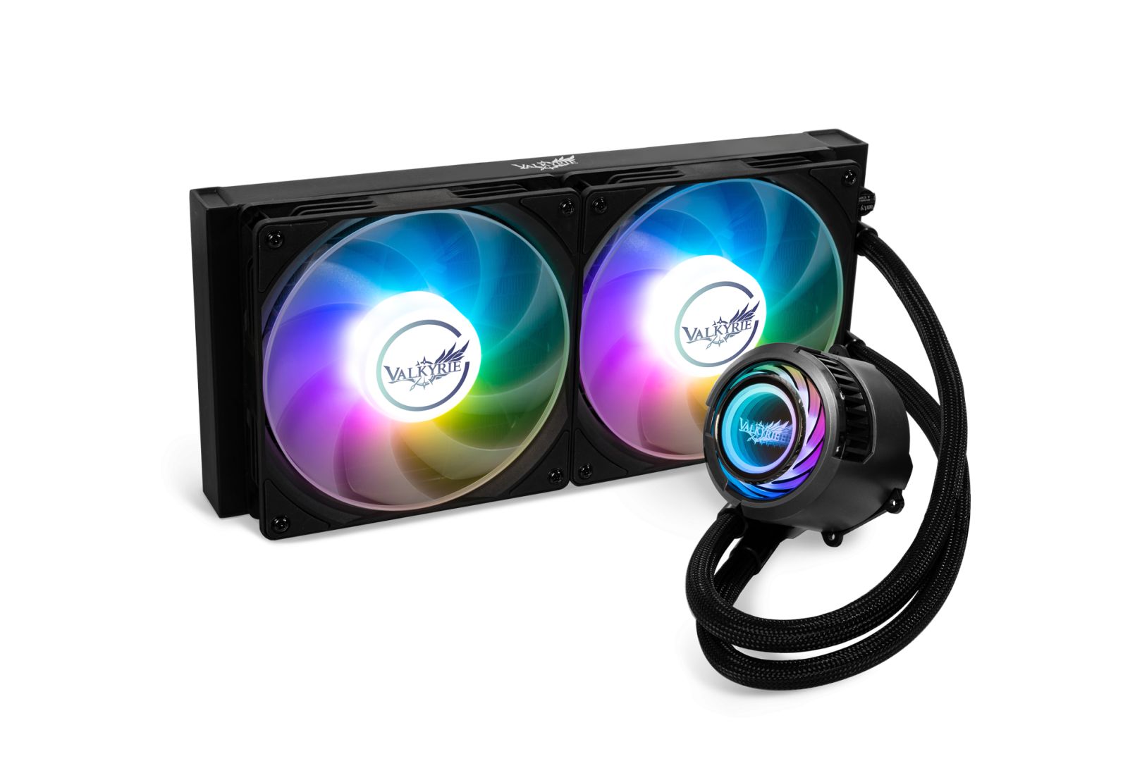 Ventilátorok, Hűtők, Előlapi panelek Valkyrie Jarn 280 ARGB AiO CPU Liquid Cooler Black