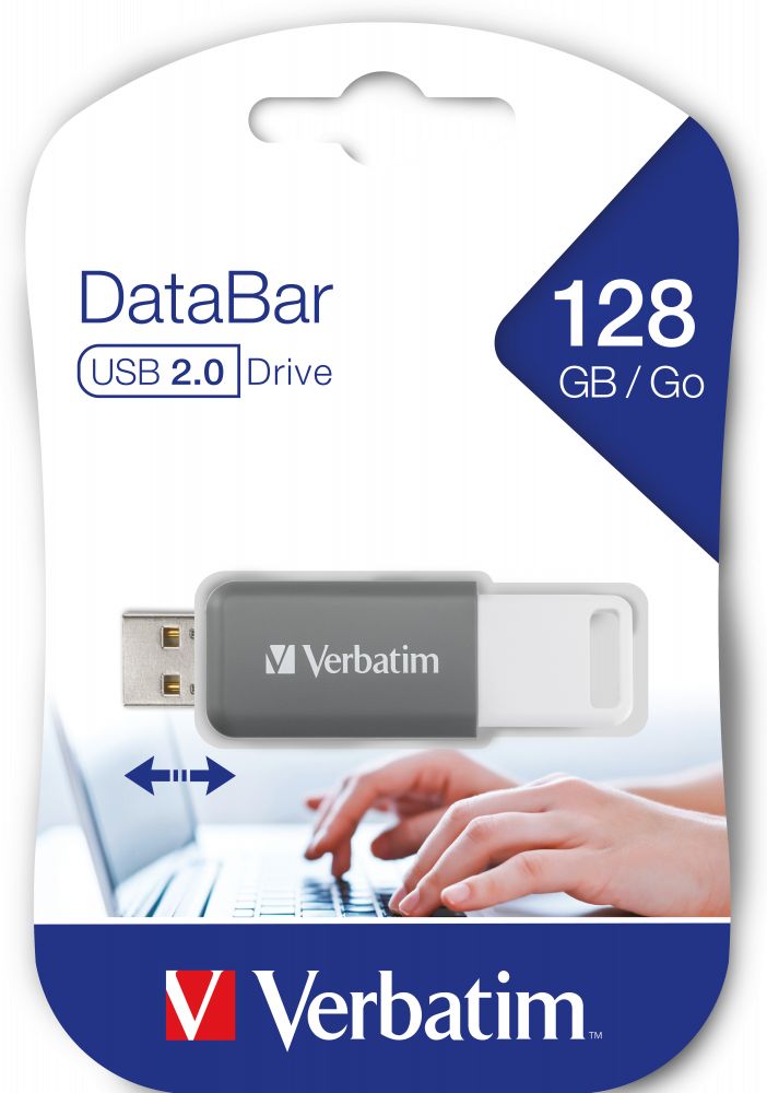 USB Flash RAM Verbatim 128GB DataBar USB2.0 Grey