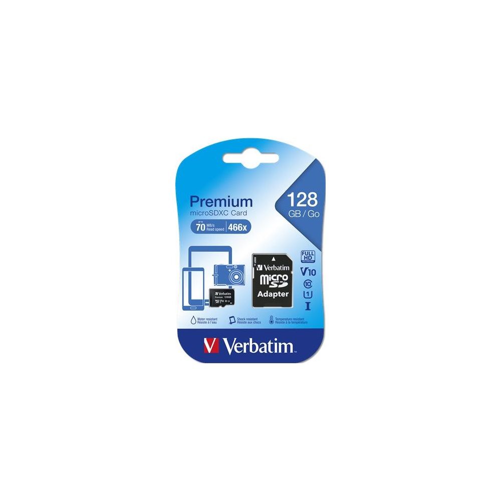 Memóriakártya Verbatim 128GB MicroSDXC Premium UHS-I Class10 + Adapter