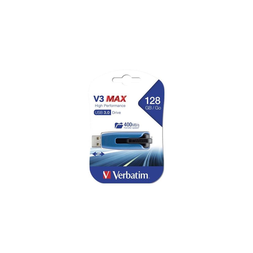 USB Flash RAM Verbatim 128GB V3 Max USB Drive USB3.0 Blue