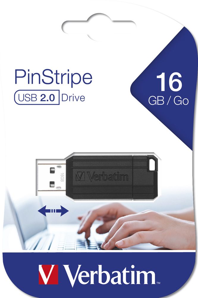 USB Flash RAM Verbatim 16GB PinStripe USB2.0 Black