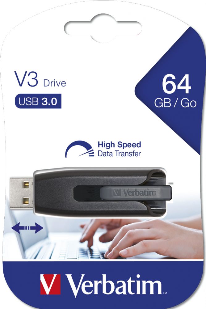 USB Flash RAM Verbatim 64GB V3 Black/Grey