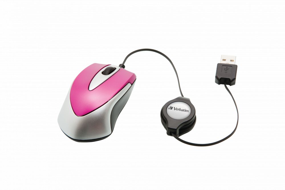Egér Verbatim Go Mini Optical Travel Mouse Hot Pink