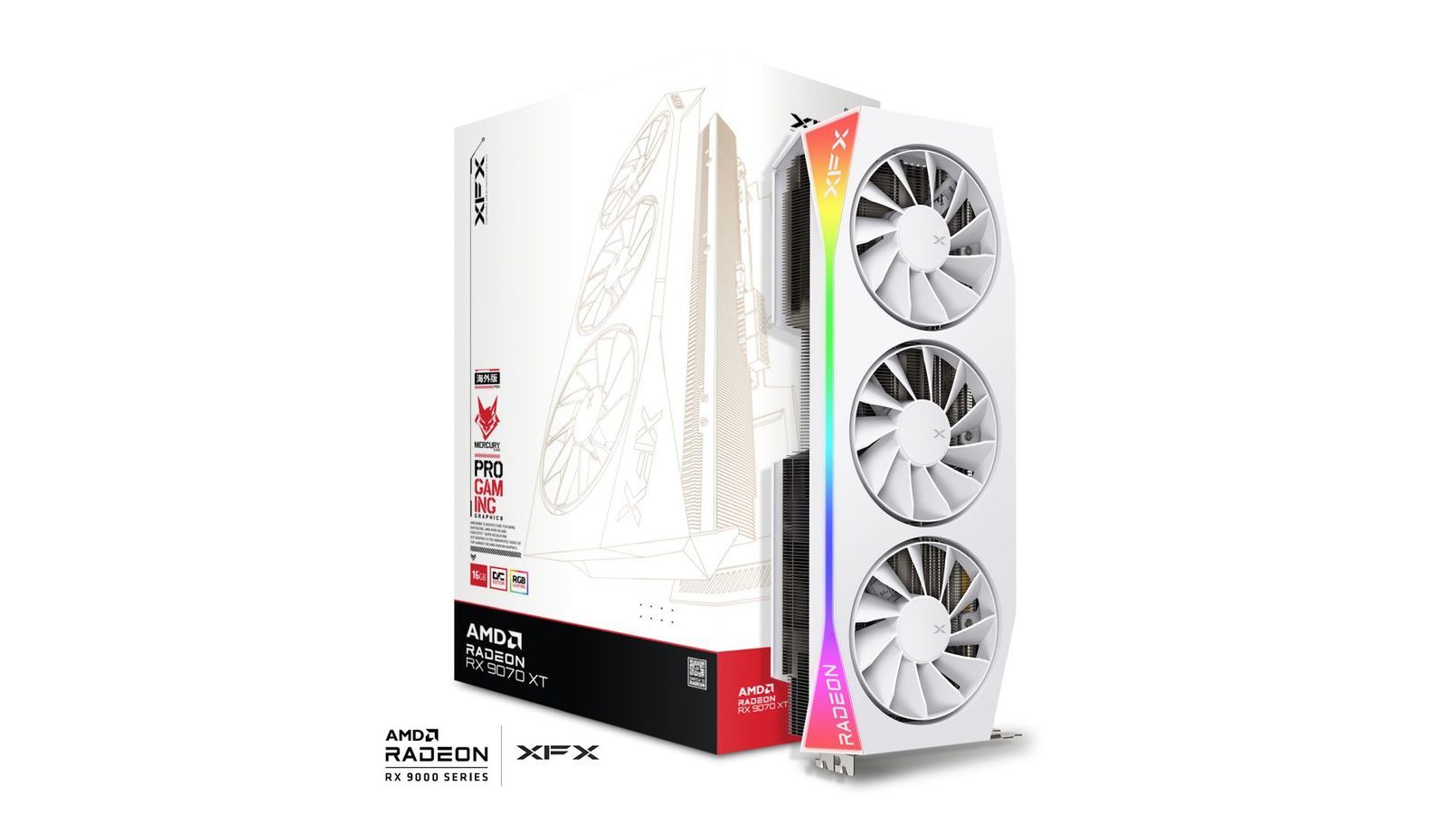 Videókártya XFX RX9070 XT 16GB DDR6 Mercury Gaming Edition with RGB White OC