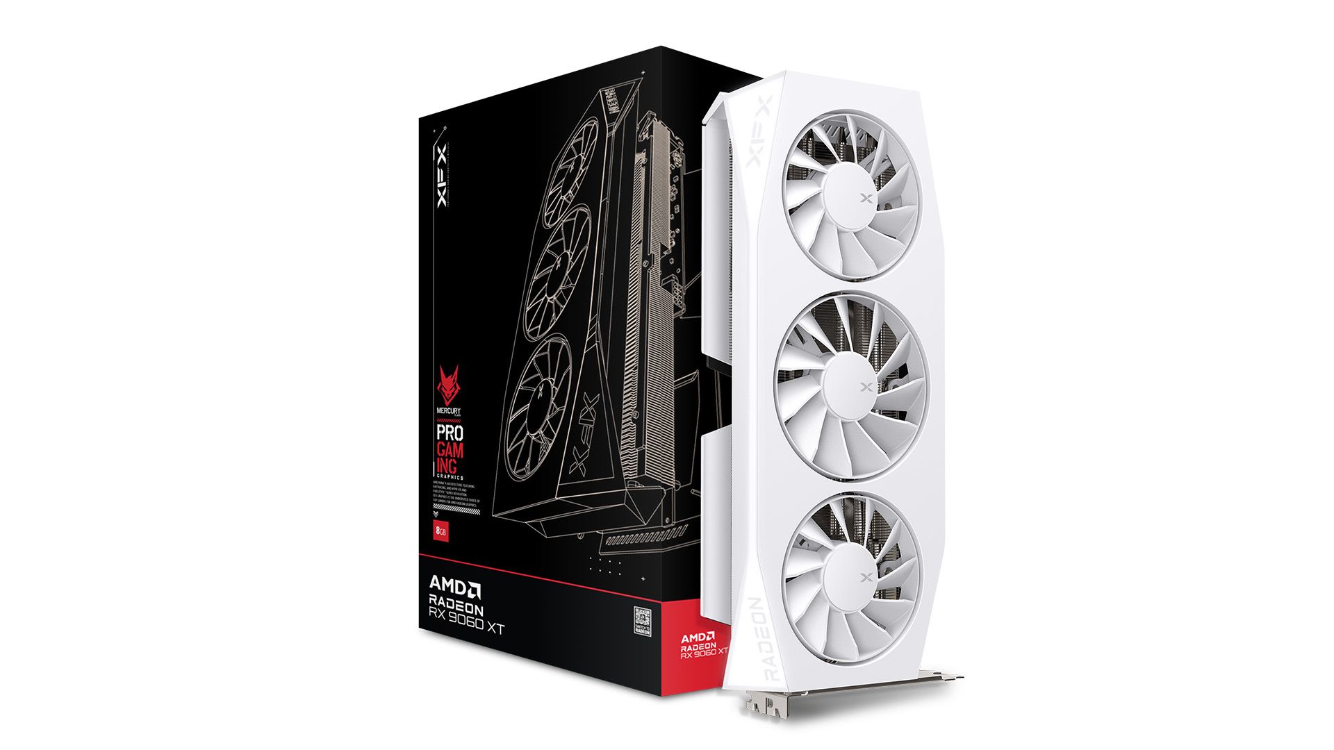Videókártya XFX RX9060 XT 16GB DDR6 Mercury Gaming Edition White OC