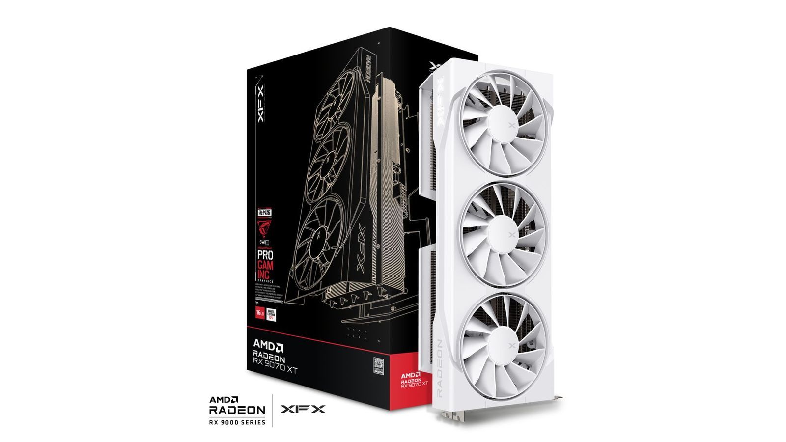 Videókártya XFX RX9070 16GB DDR6 Swift Triple Fan Gaming Edition White