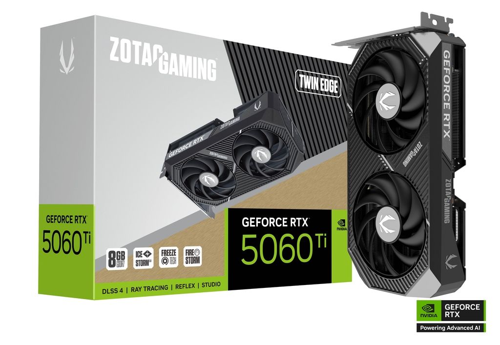 Videókártya Zotac GeForce RTX5060 Ti 8GB DDR7 Twin Edge