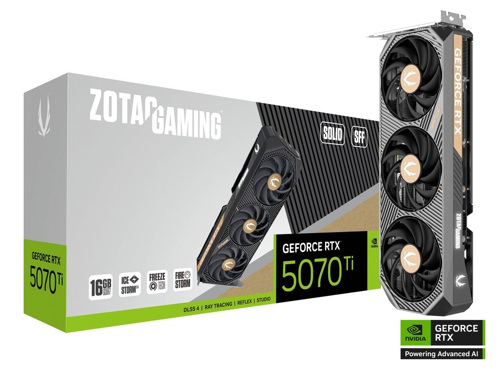 Videókártya Zotac GeForce RTX5070 TI 16GB GDDR7 Gaming Solid SFF