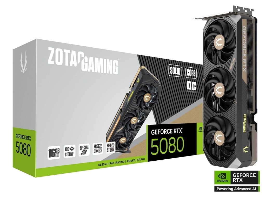 Videókártya Zotac GeForce RTX5080 16GB DDR7 Solid Core OC