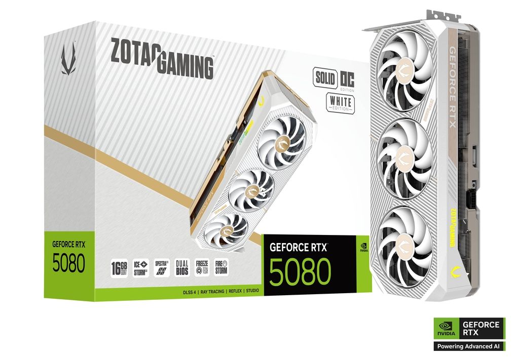 Videókártya Zotac GeForce RTX5080 16GB DDR7 Solid OC White