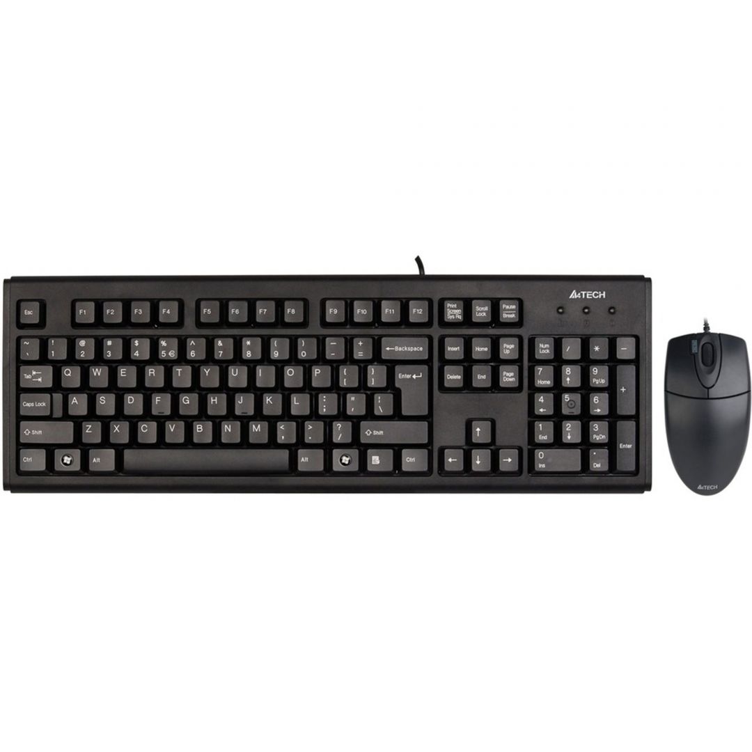 Billentyűzet A4-Tech KM-72620D vezetékes billentyűzet + egér USB Black US