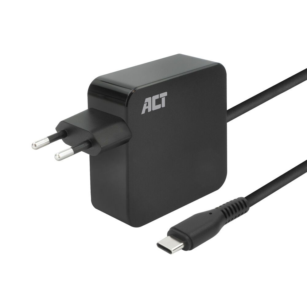 Notebook kiegészítő ACT USB-C laptop wall charger 65W with Power Delivery profiles 2m Black