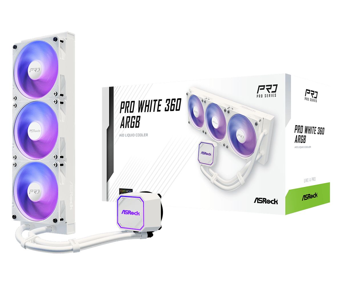 Ventilátorok, Hűtők, Előlapi panelek ASRock Pro White 360 ARGB CPU Cooler Ventilátorok, Hűtők, Előlapi panelek ASRock Pro White 360 ARGB CPU Cooler
