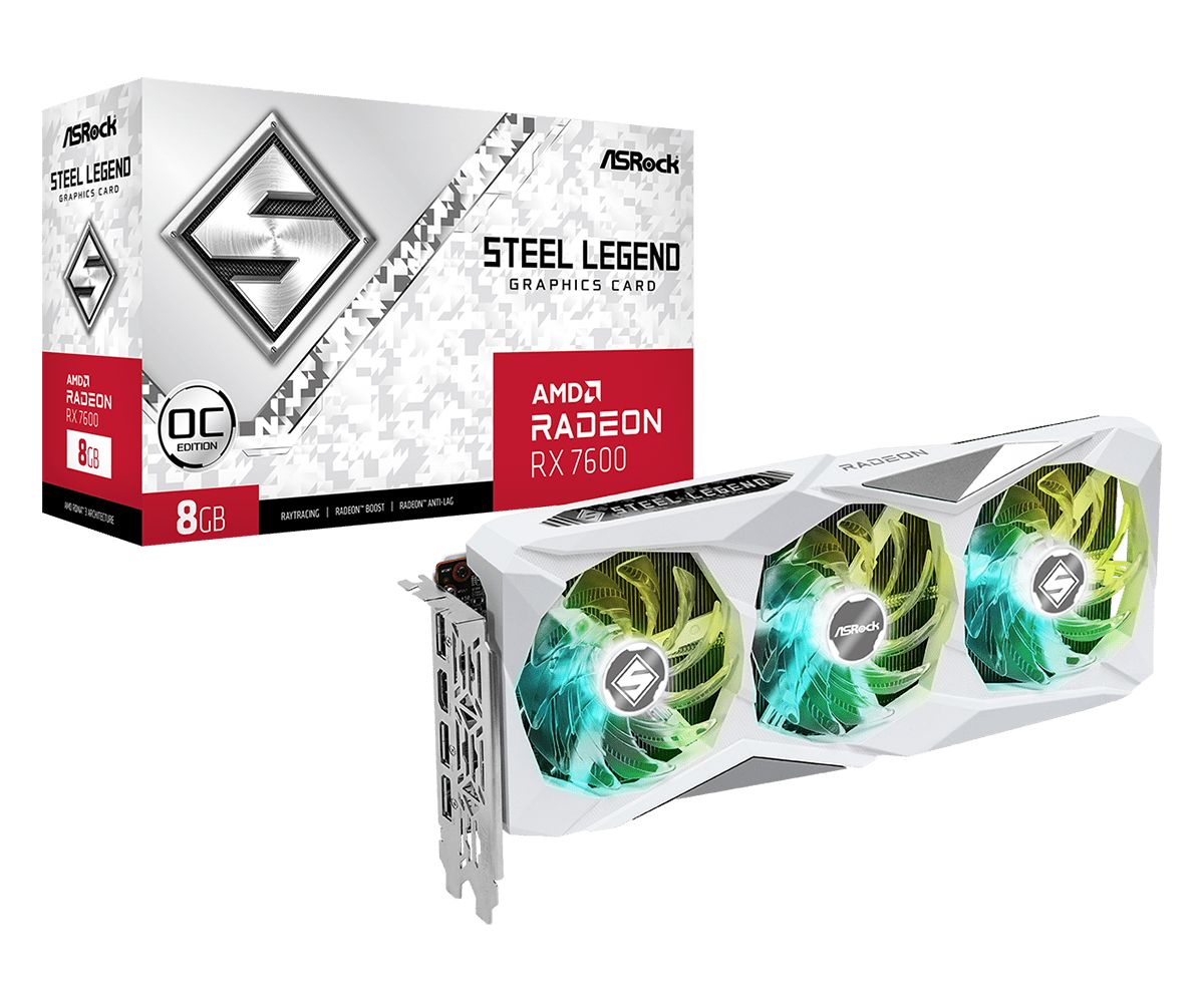 Videókártya ASRock Radeon RX7600 Steel Legend 8GB OC