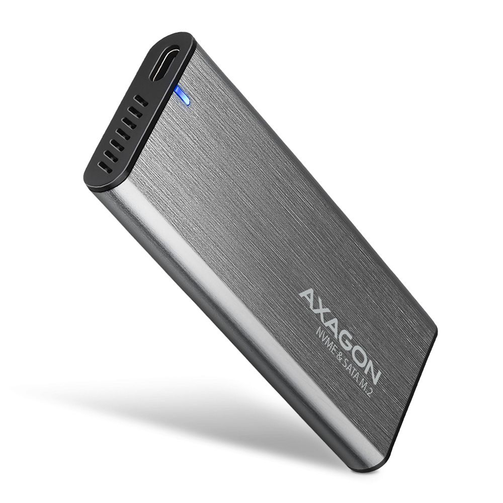 Mobilrack / Beépítő keret AXAGON EEM2-SG2 SuperSpeed+ USB-C - M.2 NVMe  SATA SSD RAW box Grey