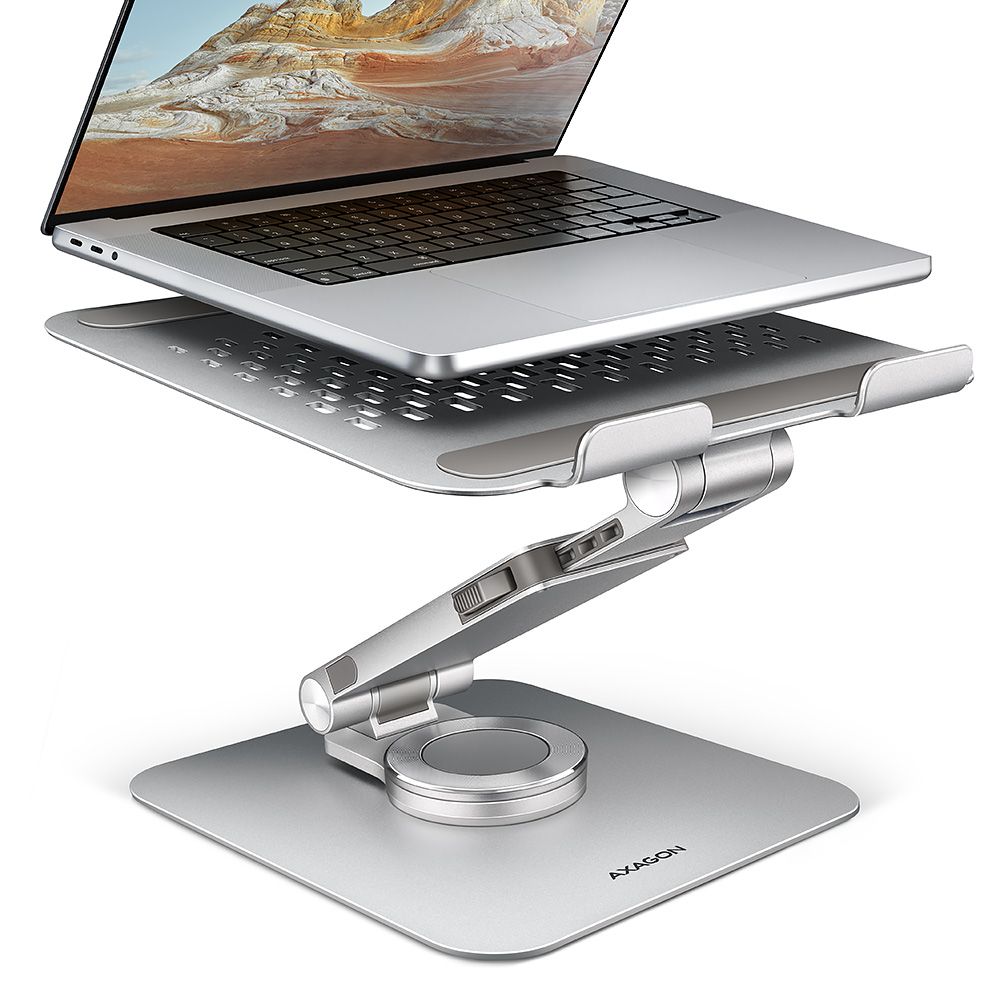Notebook kiegészítő AXAGON STND-LR Stand with 360° Rotation for Laptops and Tablets Silver