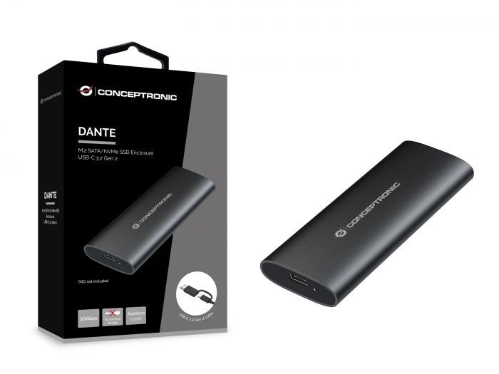 Mobilrack / Beépítő keret Conceptronic  M.2 SATA/NVMe SSD Enclosure USB 3.2 Gen 2 Dual Protocol