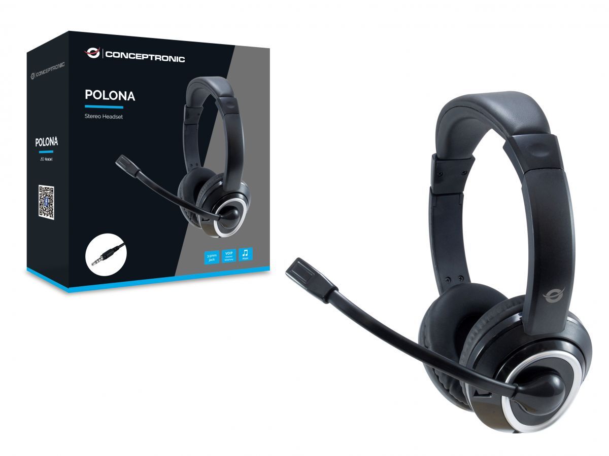 Conceptronic POLONA02B Headset Black Conceptronic POLONA02B Headset Black