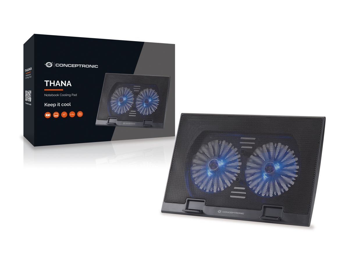 Notebook kiegészítő Conceptronic  THANA02B 2-Fan Laptop Cooling Pad Black