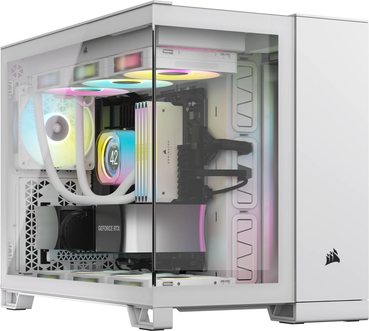 Ház Corsair iCUE LINK 2500X RGB Micro ATX Dual Chamber Tempered Glass White
