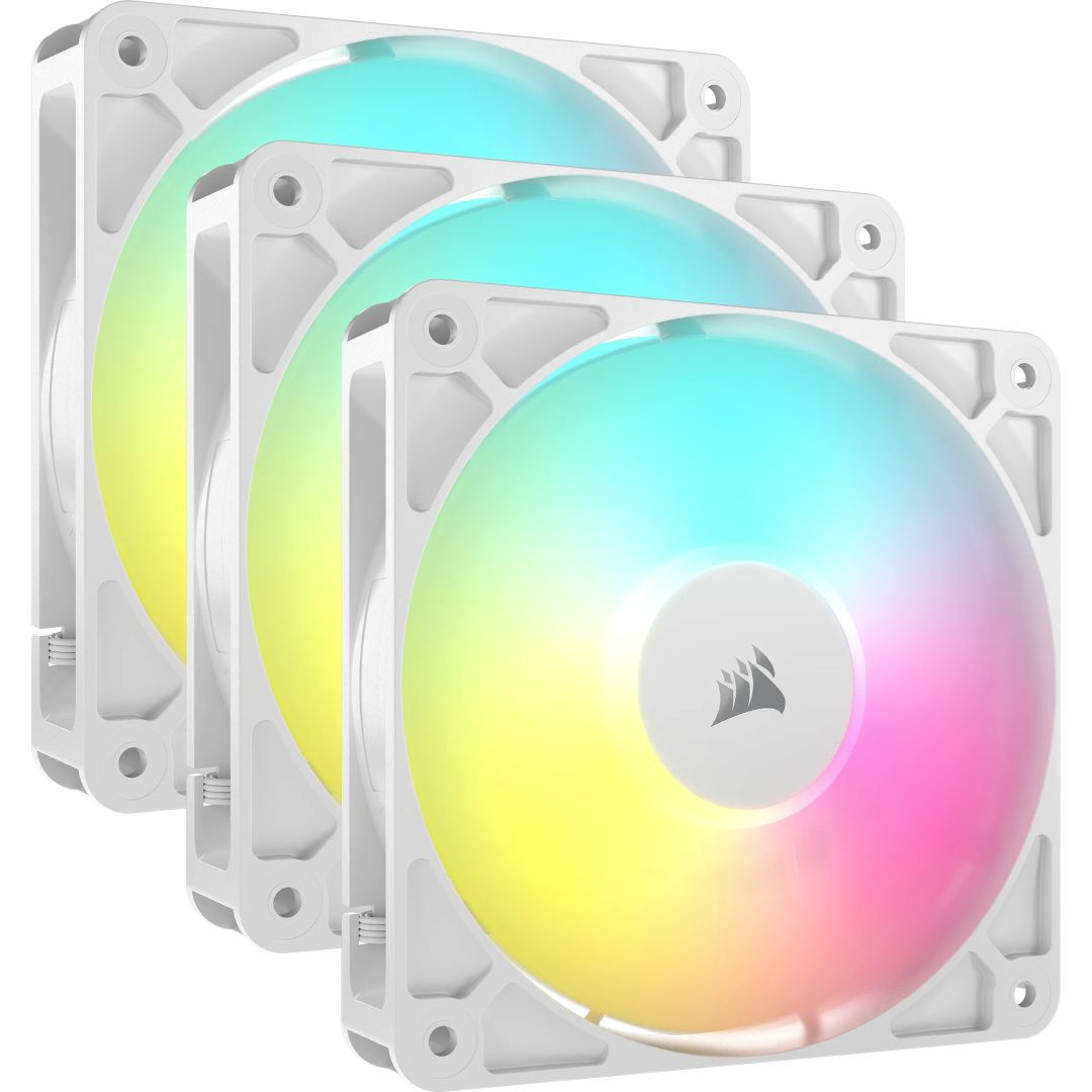 Ventilátorok, Hűtők, Előlapi panelek Corsair RS120 ARGB 120mm PWM Fan (3-pack) White Ventilátorok, Hűtők, Előlapi panelek Corsair RS120 ARGB 120mm PWM Fan (3-pack) White