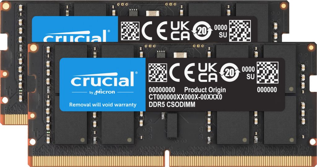 Memória (notebook) Crucial 64GB DDR5 6400MHz Kit(2x32GB) SODIMM Memória (notebook) Crucial 64GB DDR5 6400MHz Kit(2x32GB) SODIMM