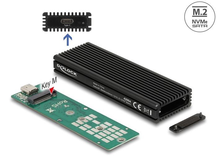 Mobilrack / Beépítő keret DeLock External USB Type-C Combo Enclosure for M.2 NVMe PCIe or SATA SSD Mobilrack / Beépítő keret DeLock External USB Type-C Combo Enclosure for M.2 NVMe PCIe or SATA SSD